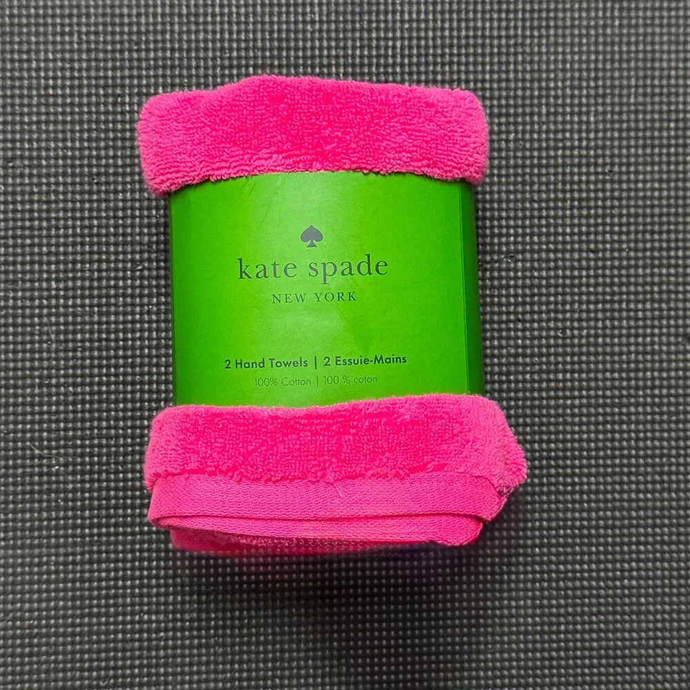 2 pc Kate Spade Hot Pink Fuchsia Hand Towels Towel Set Snapdragon Snap Dragon